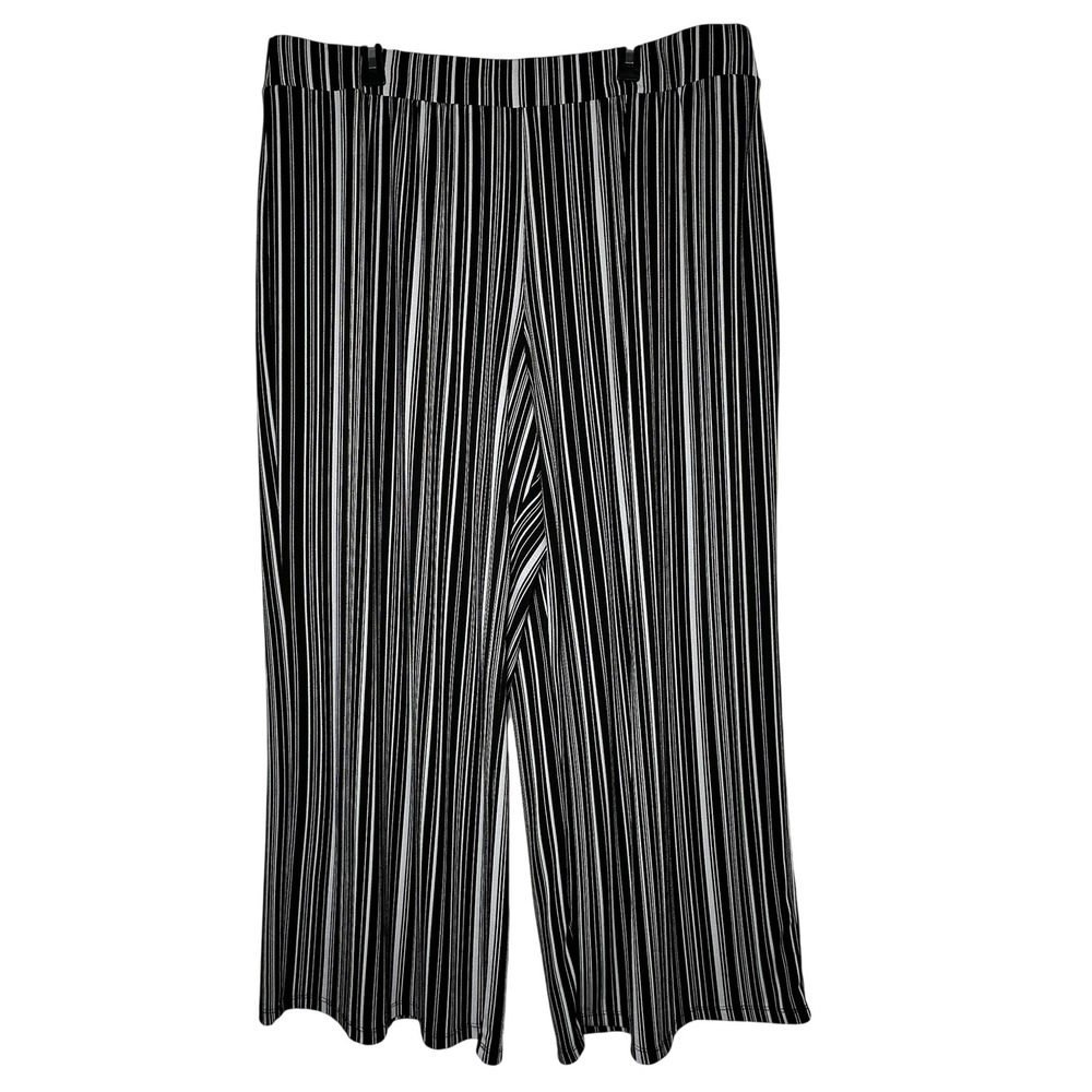 C Est. 1946 Black White Vertical Stripe Wide Leg Pants Plus Size 22/24W Elastic